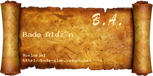 Bade Alán névjegykártya